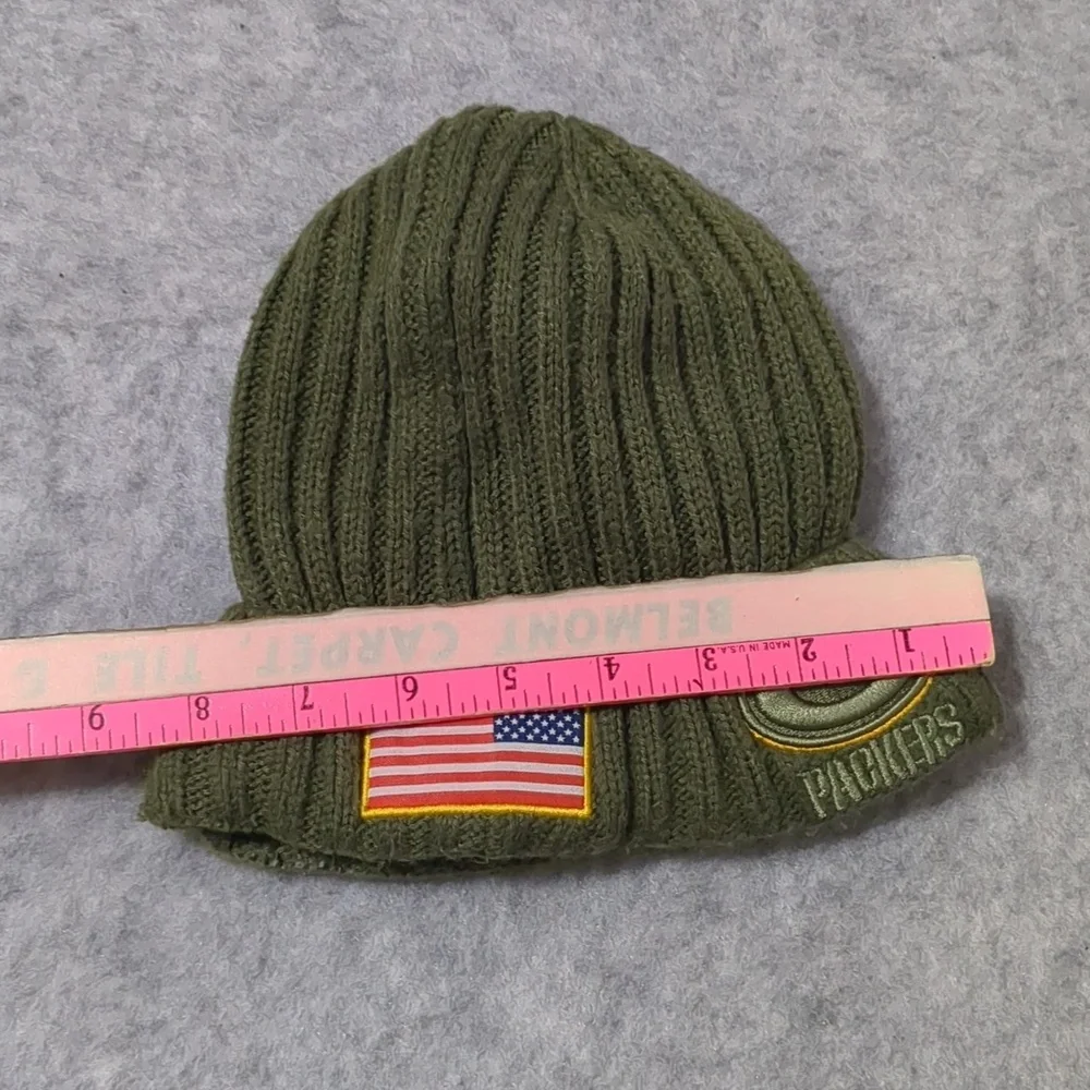 NFL ARMY GREEN  Packers lined winter Youth beanie USA Flag New Era
